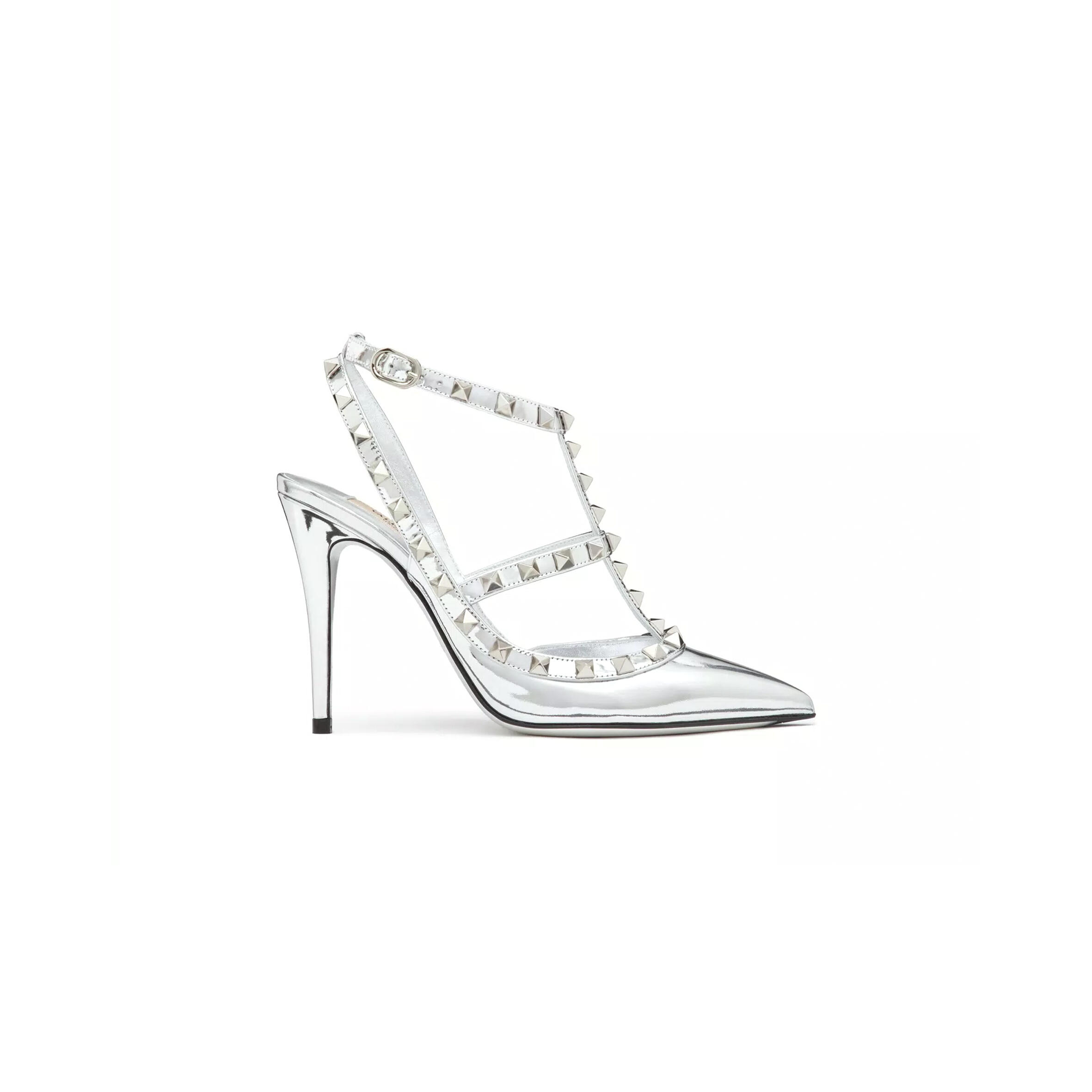 VALENTINO ROCKSTUD MIRROR-EFFECT PUMP WITH MATCHING STRAPS AND STUDS 100MM 3W2S0393WRP_S13